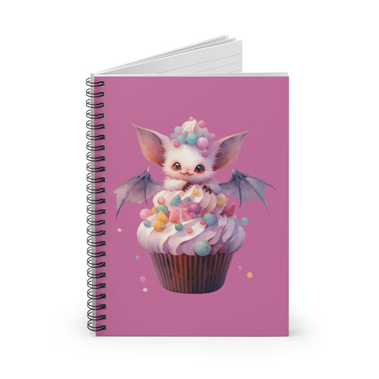 Cute Baby Fruit Bat Cupcake Spiral Notebook
