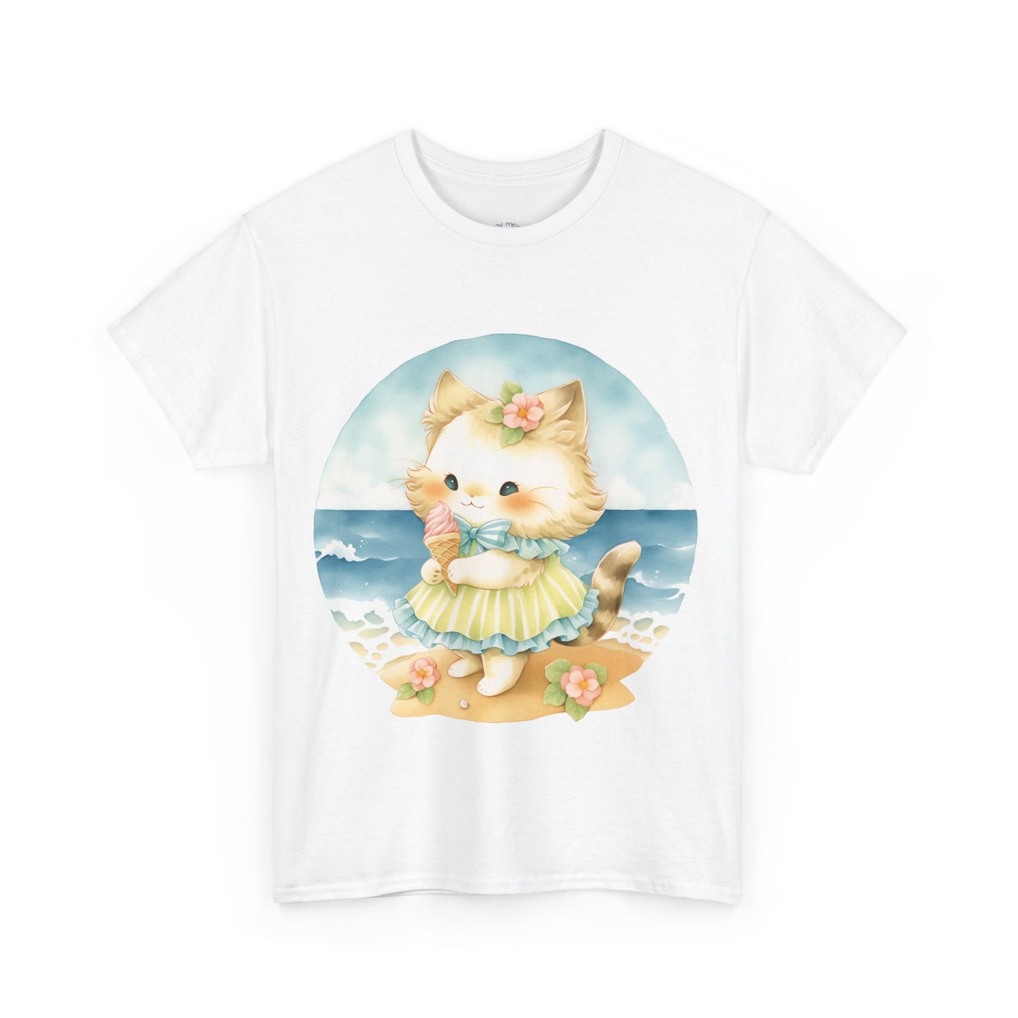 Kitty's Beach Day - Cute Cat T-Shirt, Beach Vacation Apparel