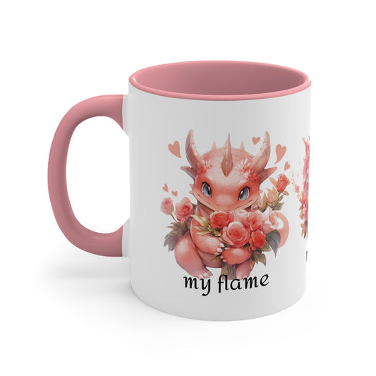 Pink Dragon Valentine's Day Accent Mug - 11oz Ceramic, Dishwasher Safe