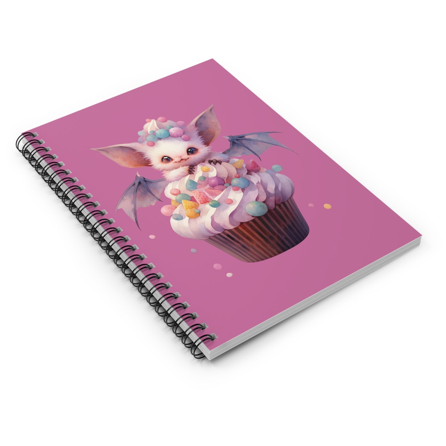 Cute Baby Fruit Bat Cupcake Spiral Notebook