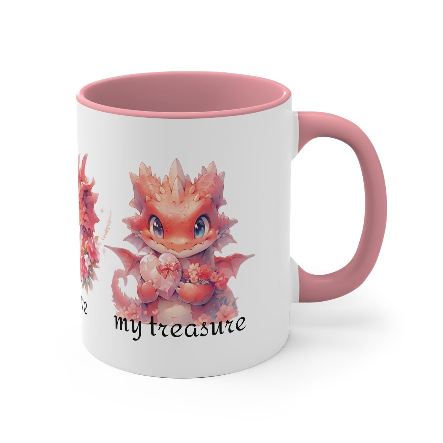 Pink Dragon Valentine's Day Accent Mug - 11oz Ceramic, Dishwasher Safe